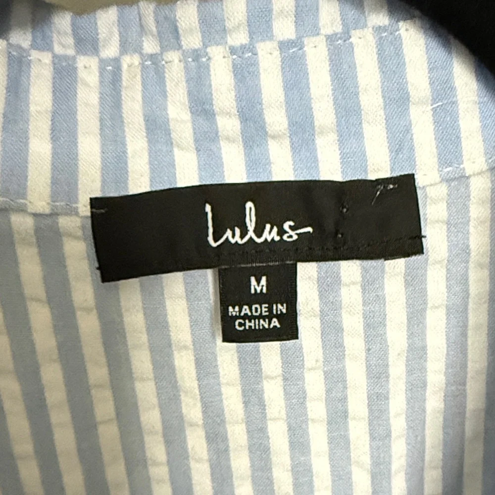 Lulu's M Light Blue Striped Wrap Dress - Picture 4 of 5
